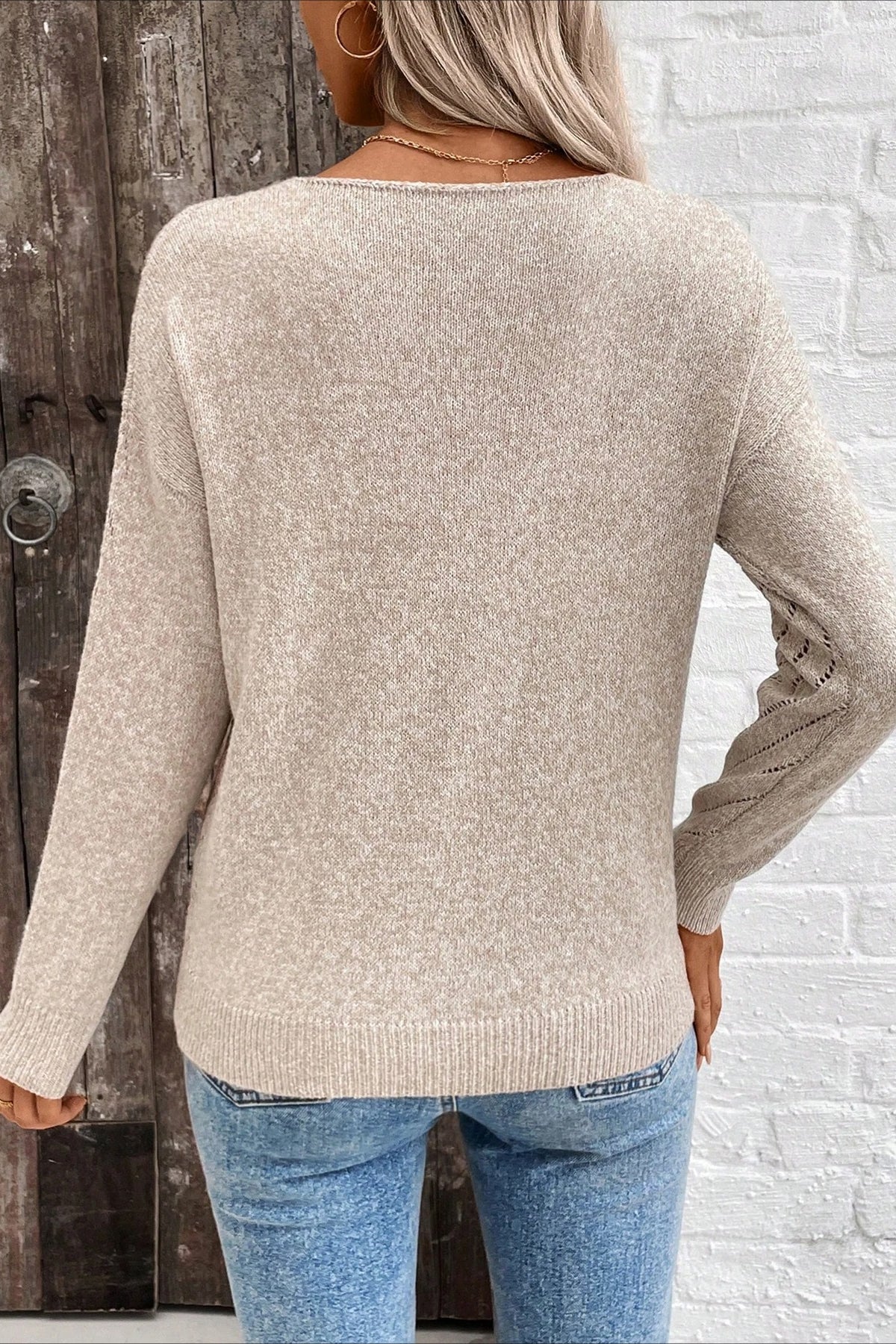 Hollow Knit Loose Pullover Sweater