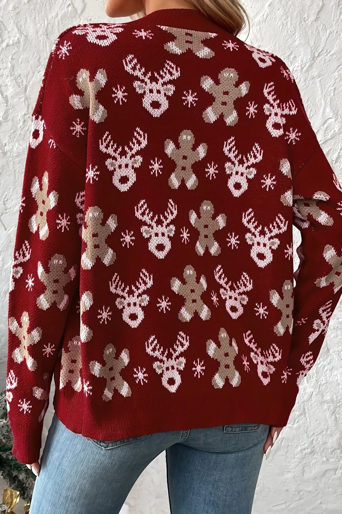 Reindeer Print Plush Knit Cardigan