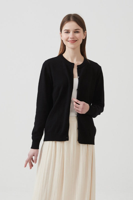 Cotton Round Neck Cardigan